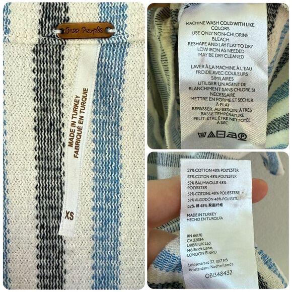 Free People For the Boys Oversized Striped Knit Romper in White/Blue/Black - XS - Picture 7 of 7